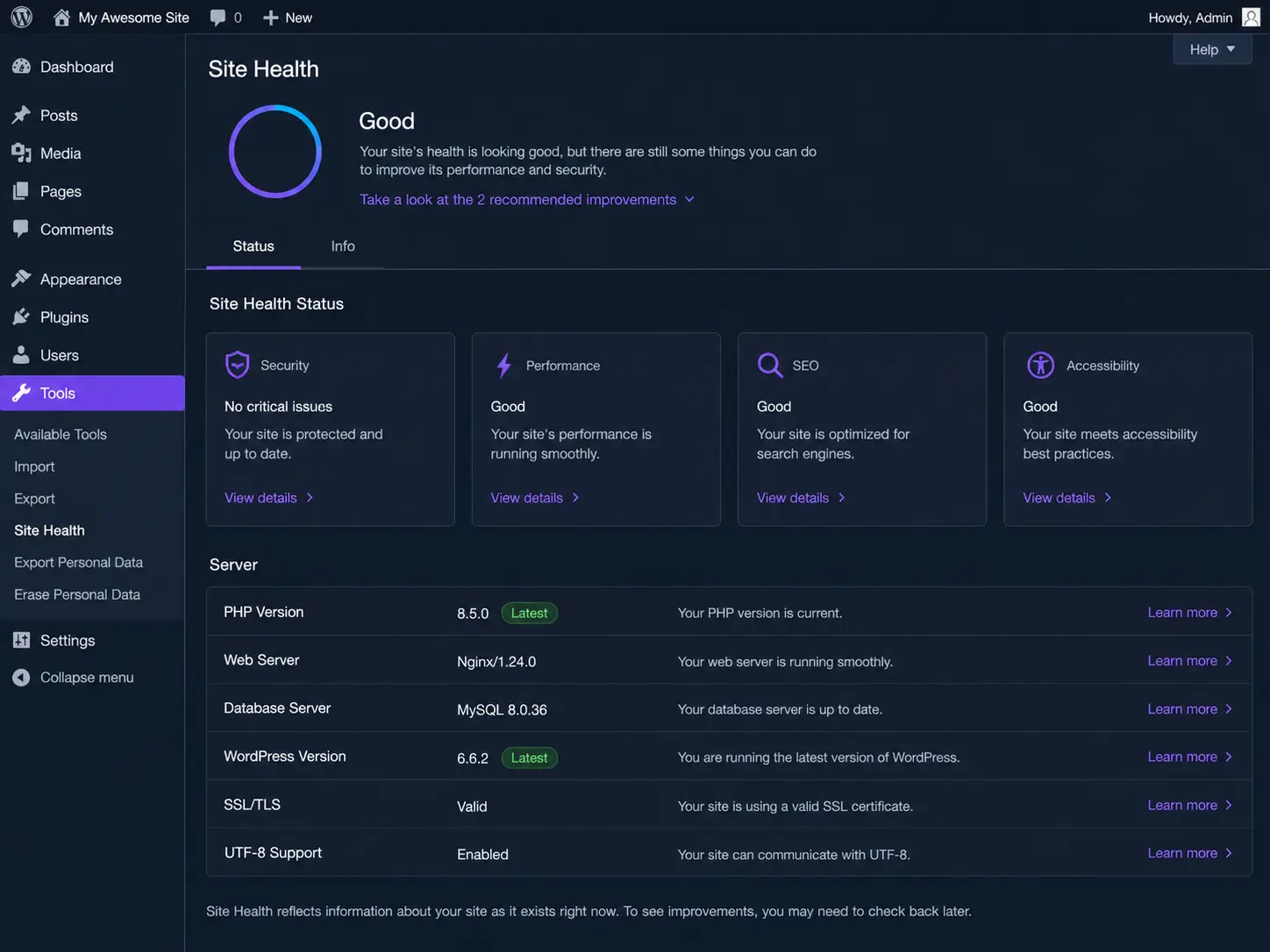 بخش Site Health وردپرس