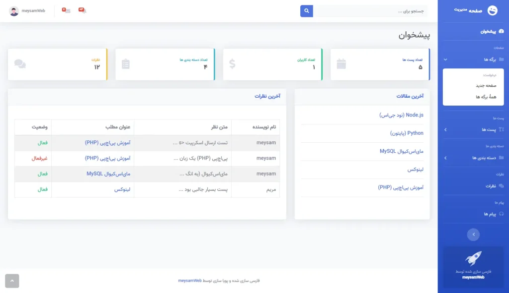 سیستم مدیریت وبلاگ با PHP